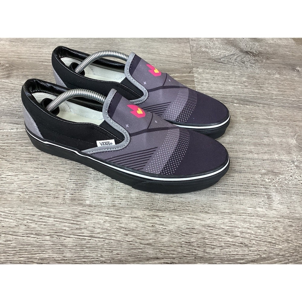 VANS SLIP ON Mens size 6 Womens size 7.5 black dark grey custom fandom shoes